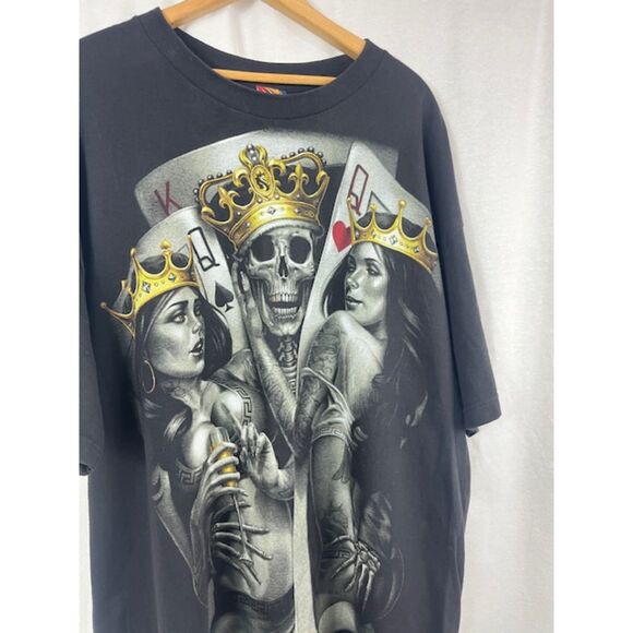 Vintage Y2K OG Abel Skeleton King and Queens Skull Hip Hop Black T shirt XXL - Picture 2 of 4
